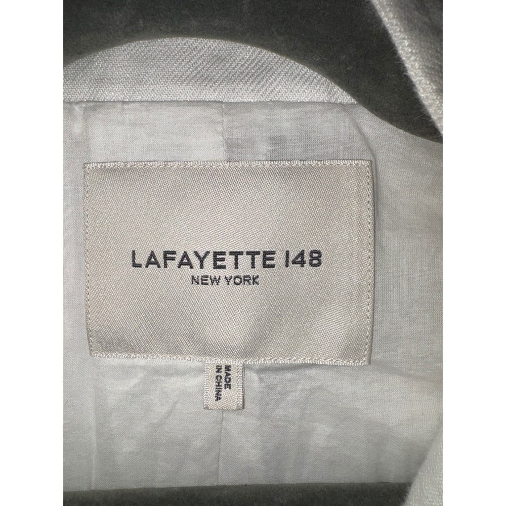 Lafayette 148 New York White 100% Linen Stand Collar Blazer Jacket Button Front - Picture 8 of 14